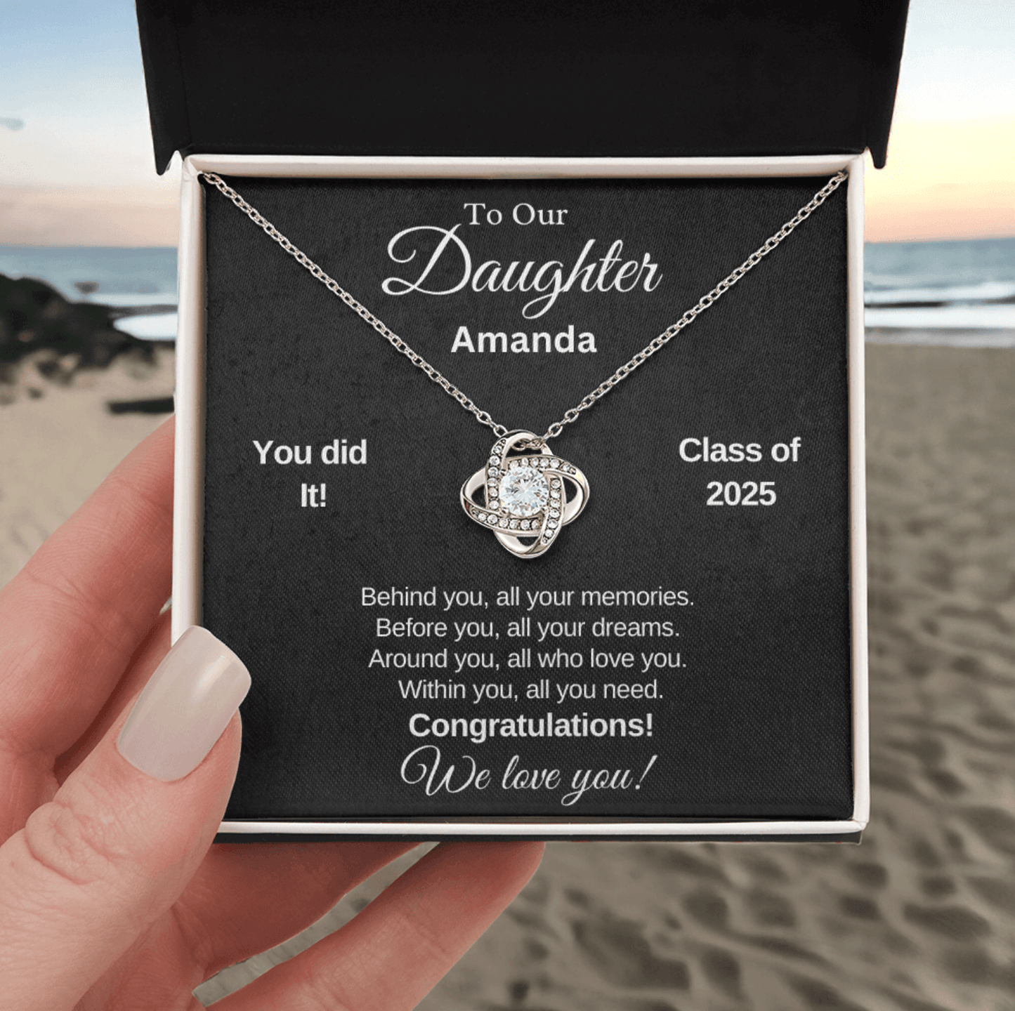 Gift For Daughter | So Proud Of You | Love Knot Necklace