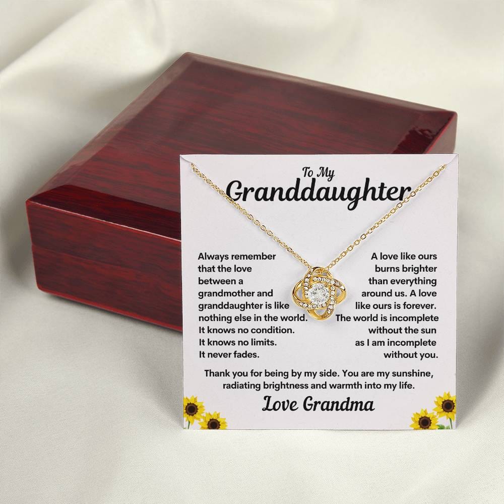 To My Granddaughter | My Sunshine | Love Knot Necklace | Gift From Grandma