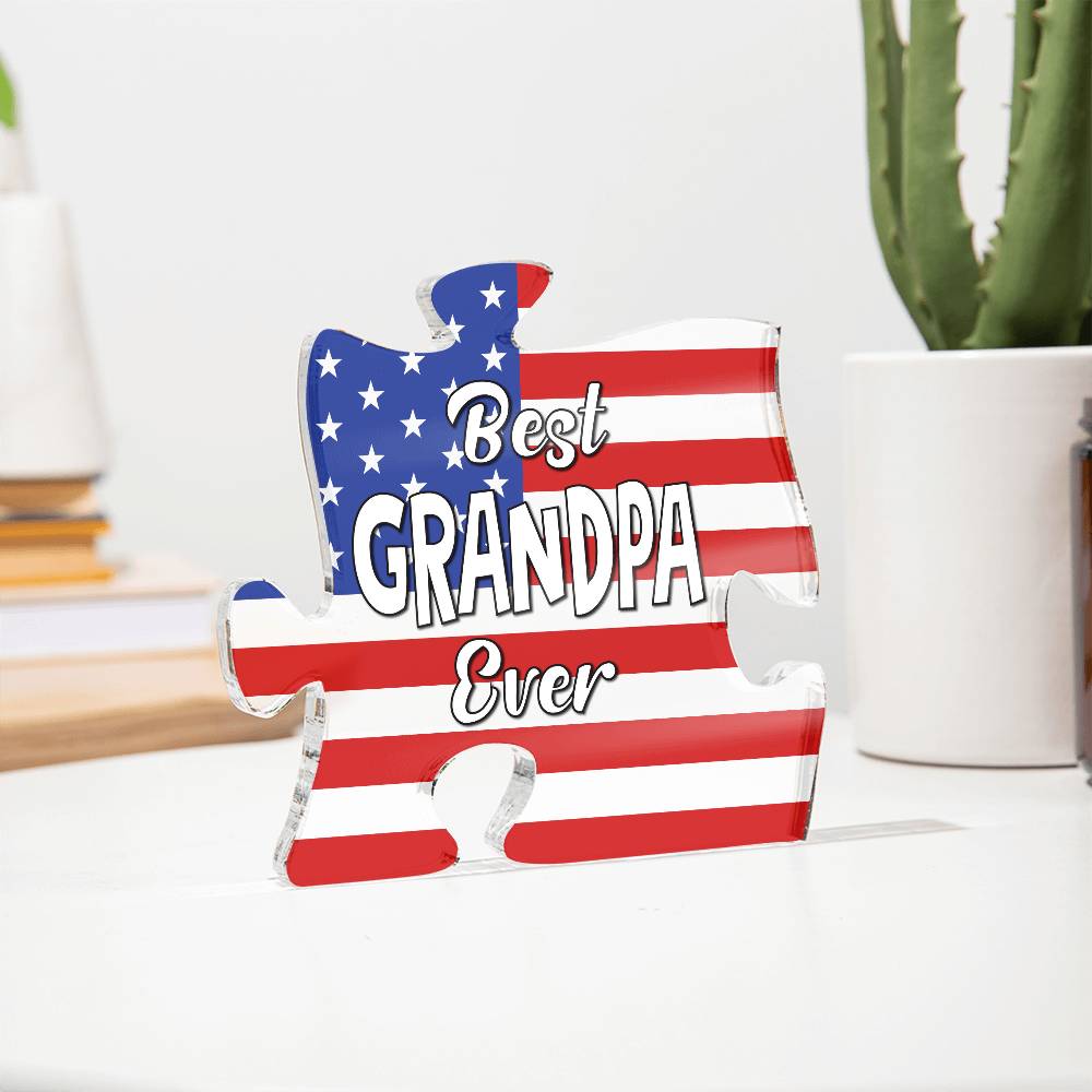 American Flag | Best Grandpa Ever | Acrylic Plaque | Gift For Grandpa