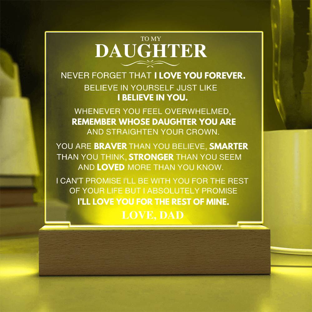 Beautiful Gift for Daughter From Dad | Never Forget That I Love You | Acrylic Plaque - A