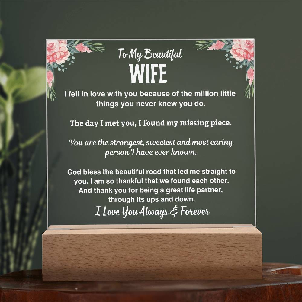 To My Beautiful Wife | Million Little Things You Do | Acrylic Plaque