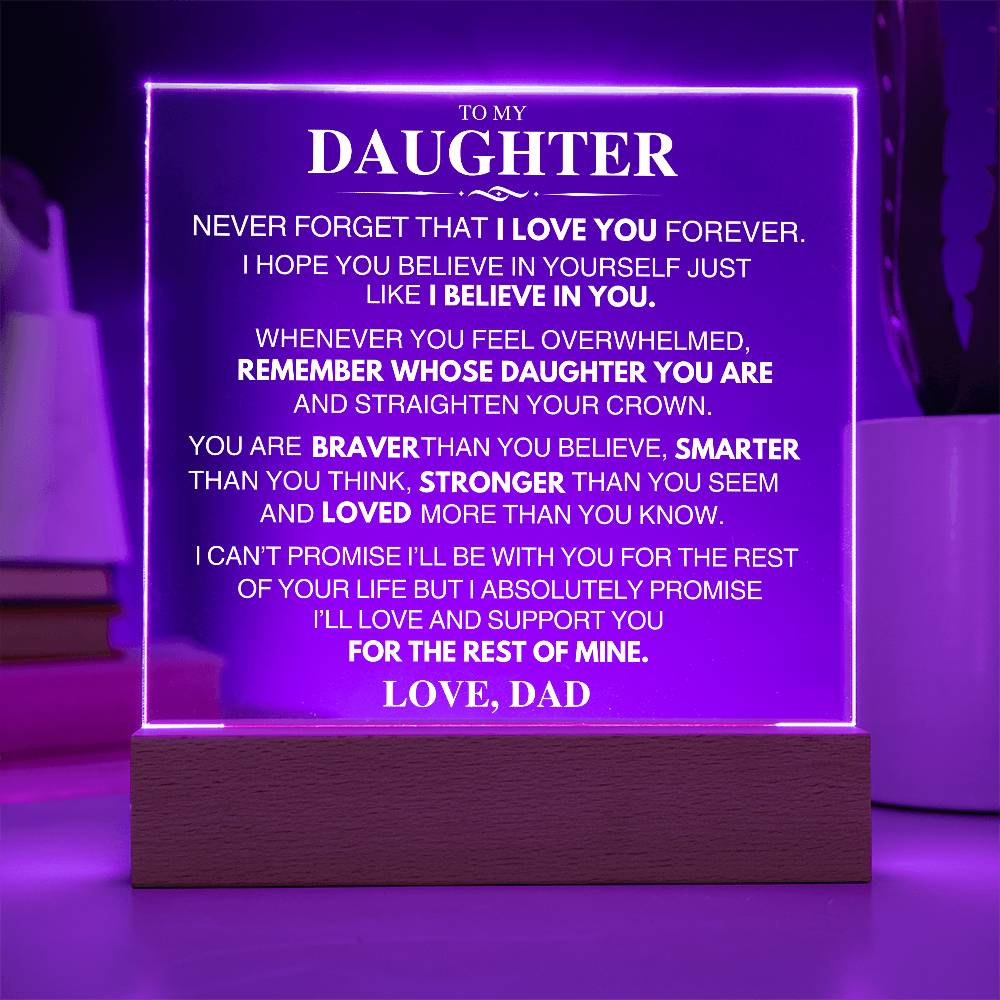 Gift for Daughter From Dad | Never Forget That I Love You | Acrylic Plaque - 2V