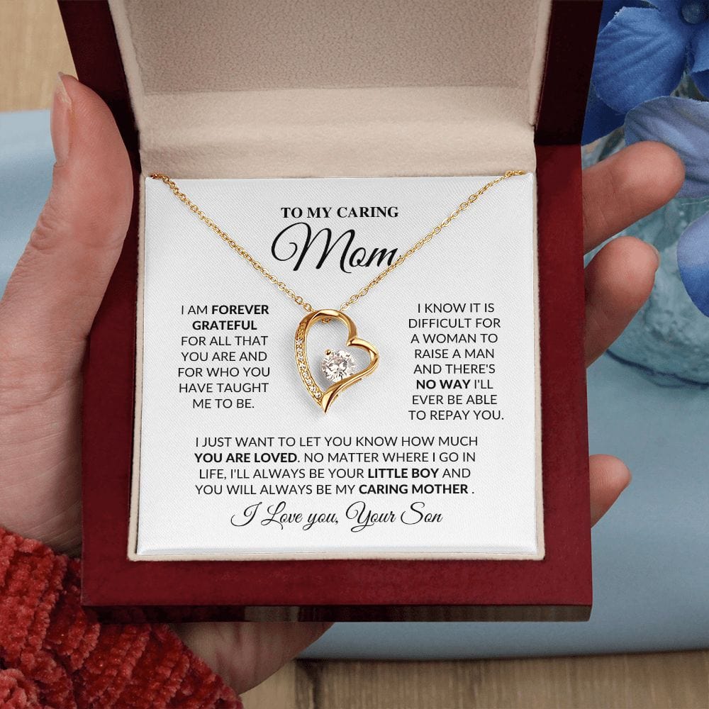To My Caring Mom | Am Forever Grateful | Forever Love Necklace - JENACDirect