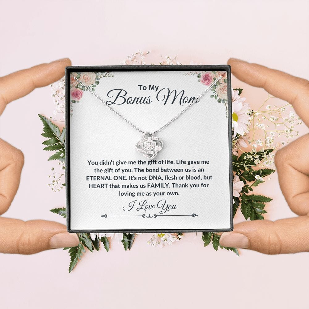 To My Bonus Mom - I Love You | Love Knot Necklace - JENACDirect