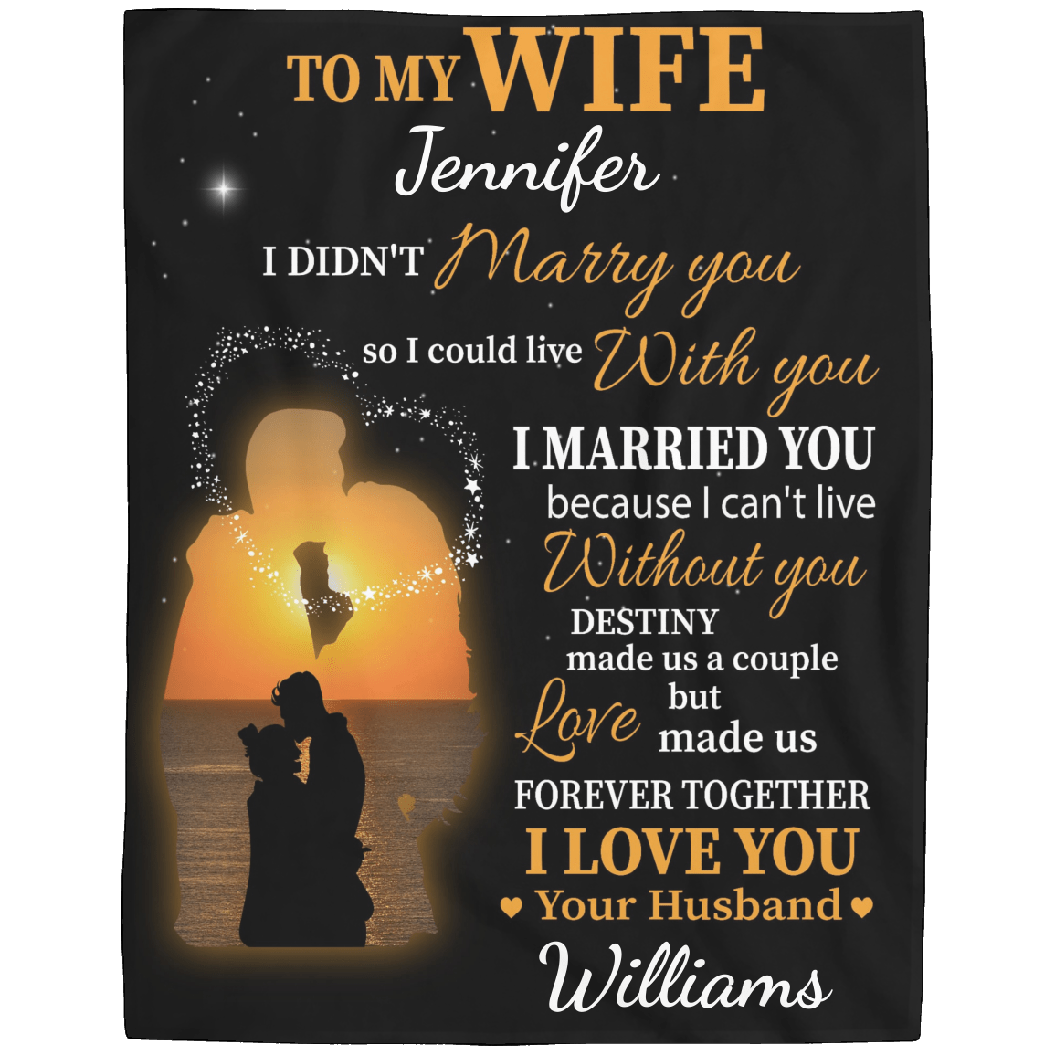 Personalised Wife Blanket | I Married You Because I Can't Live Without You