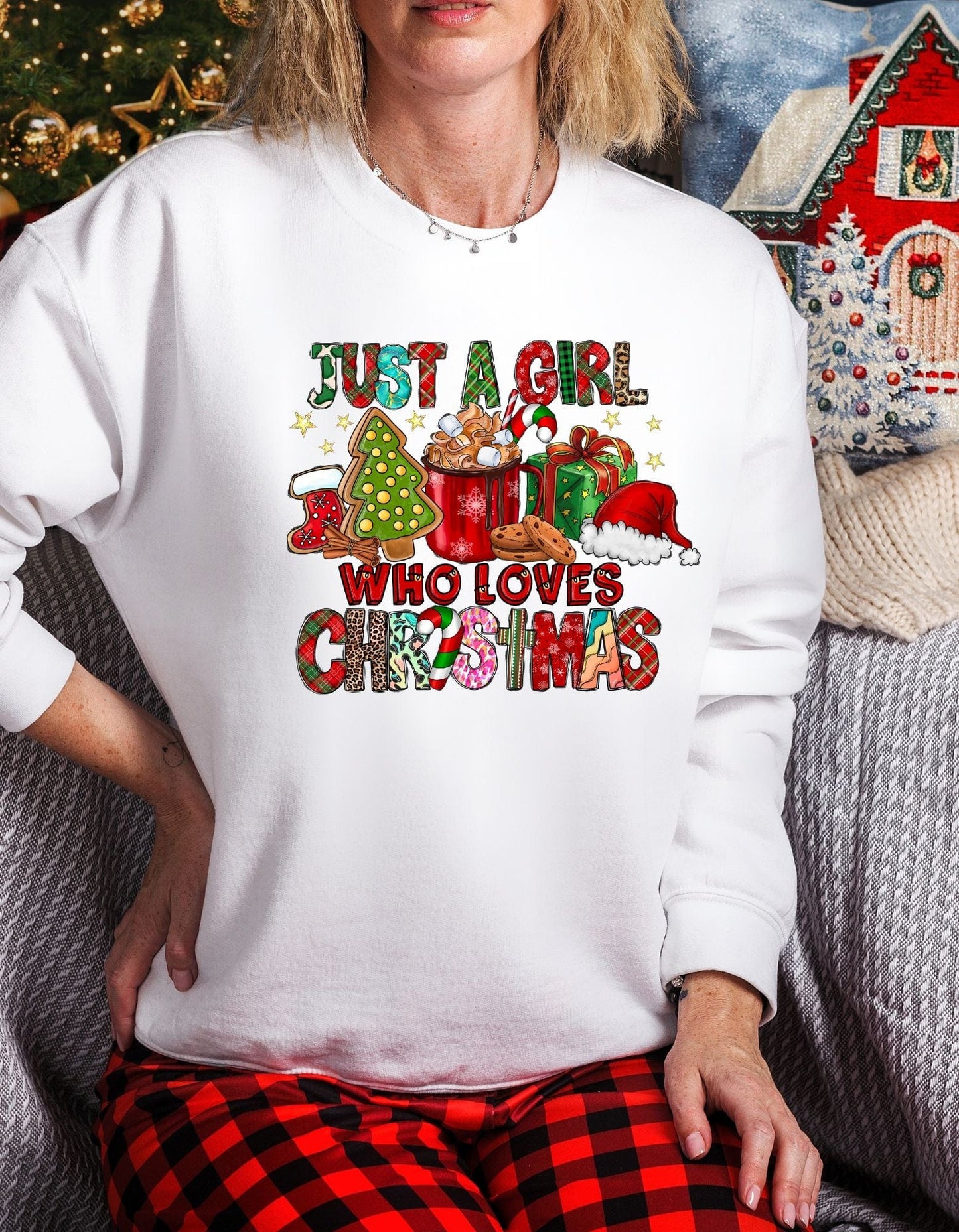 Just A Girl Who Loves Christmas T-Shirt | Sweatshirt - JENACDirect