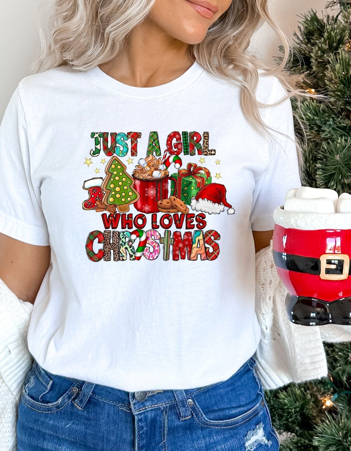 Just A Girl Who Loves Christmas T-Shirt | Sweatshirt - JENACDirect