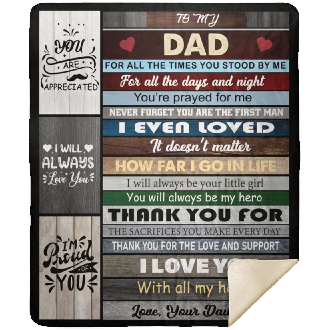 To My Dad | I Love You | Arctic Fleece | Cozy Plush Fleece | Premium Mink Sherpa Blanket - JENACDirect