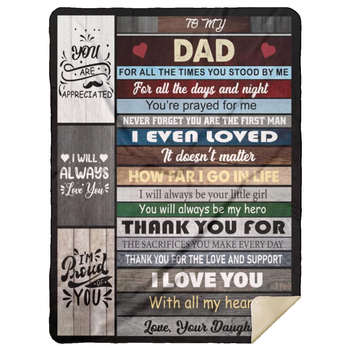 To My Dad | I Love You | Arctic Fleece | Cozy Plush Fleece | Premium Mink Sherpa Blanket - JENACDirect