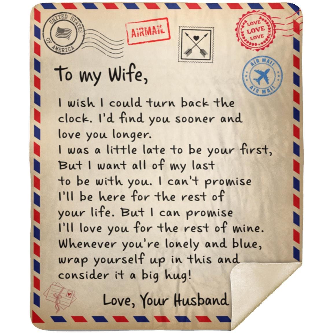 To My Wife From Husband | I Wish I Could Turn Back The Clock | Love Letter Blanket