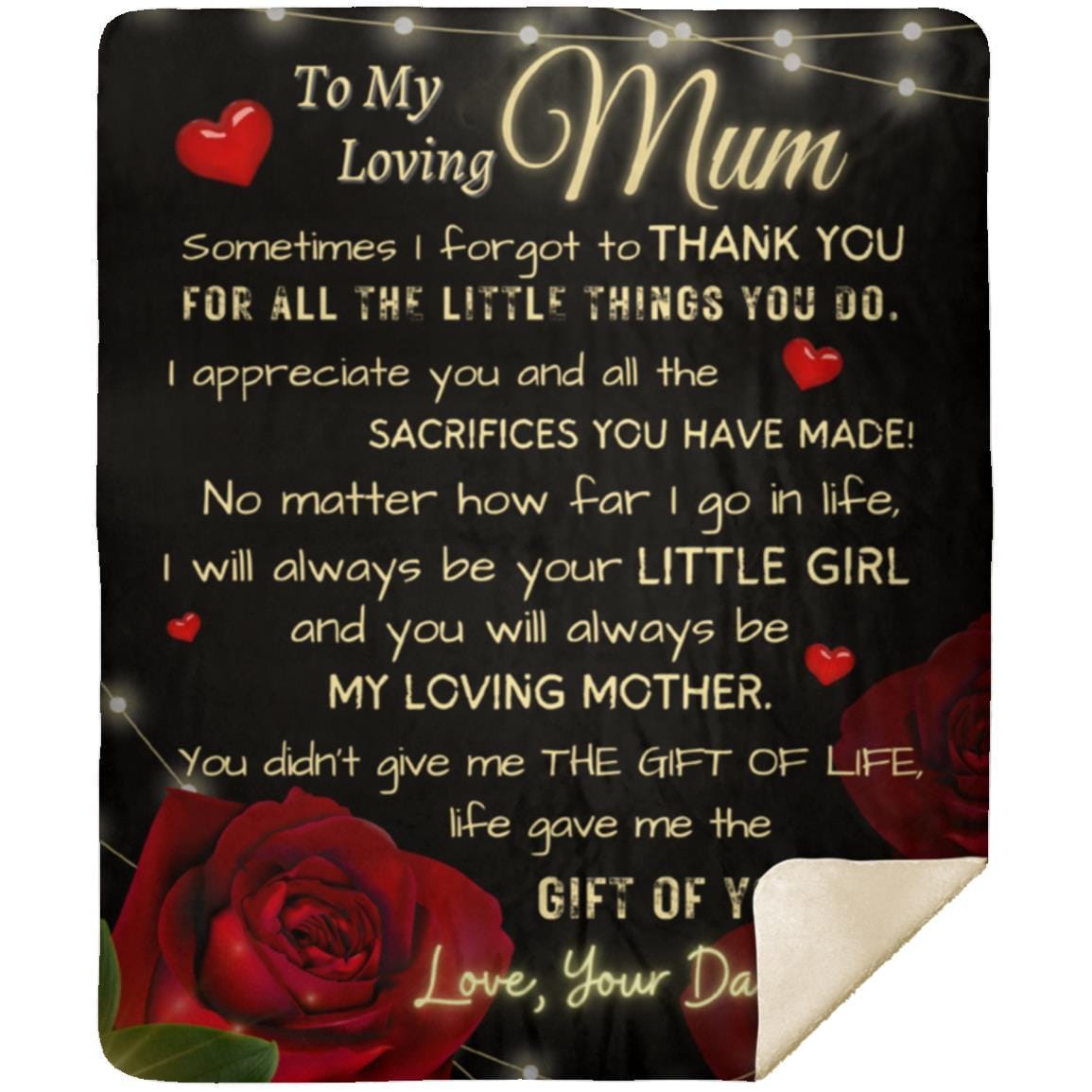 To My Loving Mum From Daughter | I Appreciate You | Cozy Fleece And Sherpa Blanket