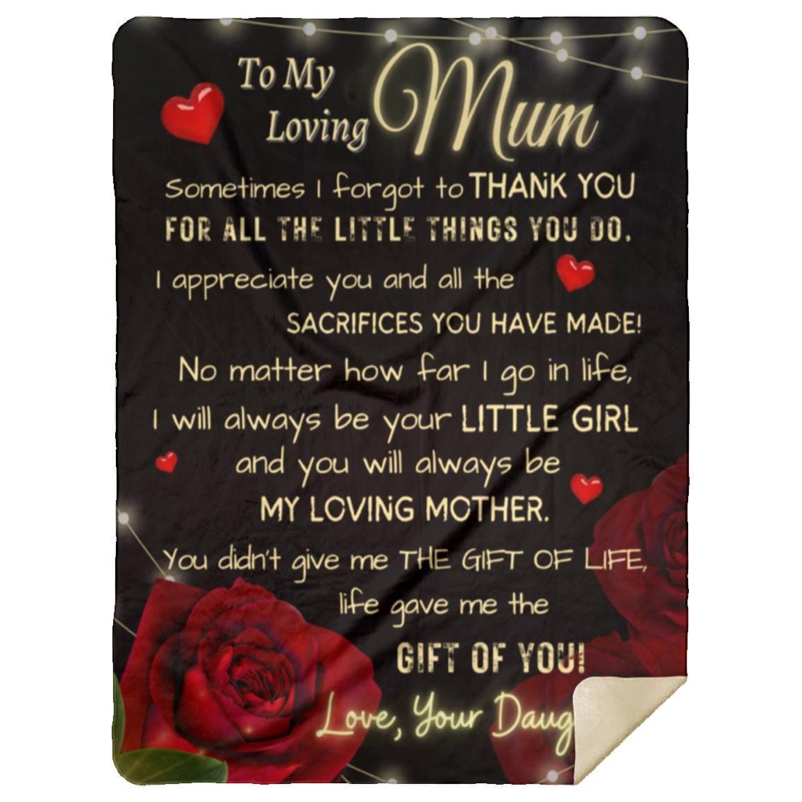 To My Loving Mum From Daughter | I Appreciate You | Cozy Fleece And Sherpa Blanket