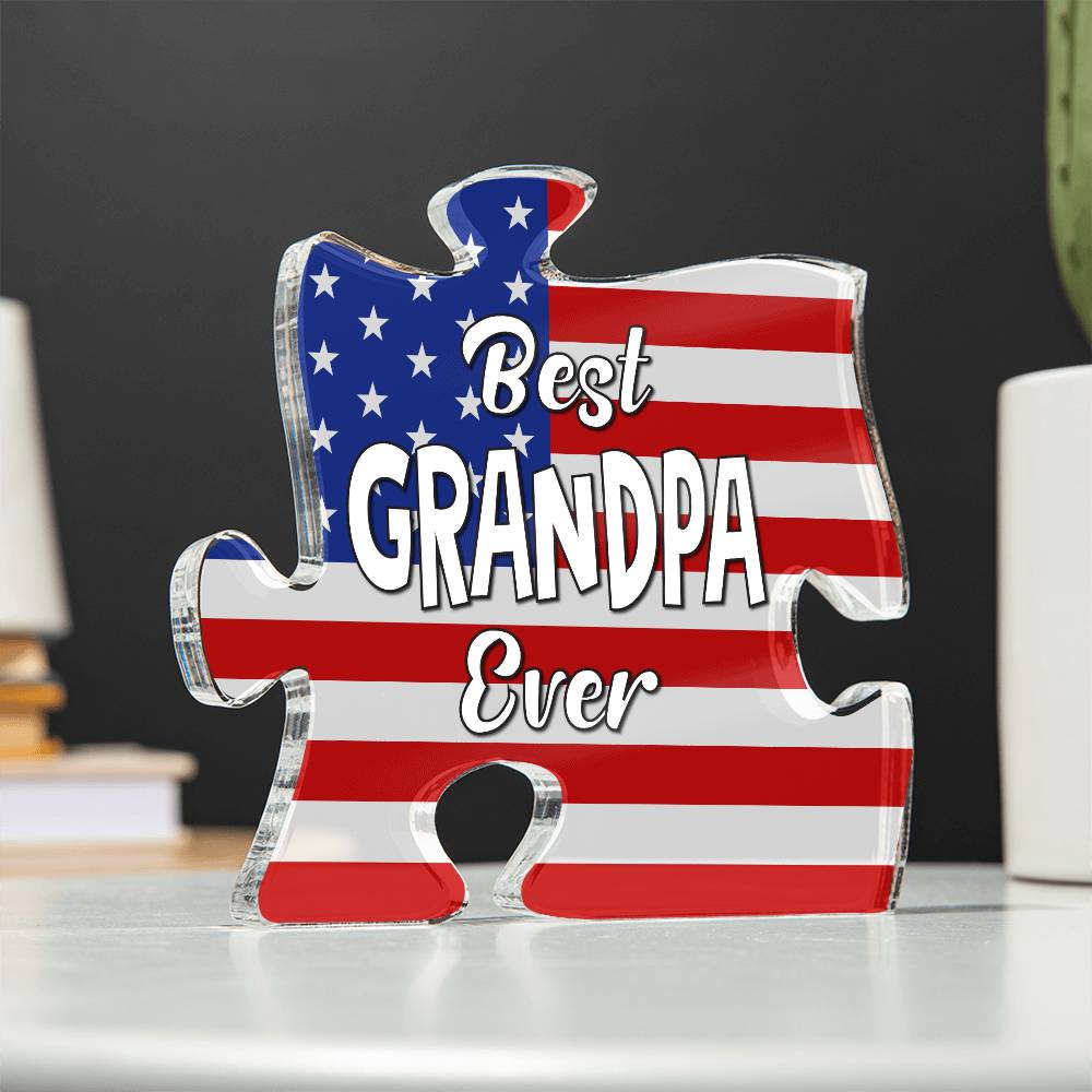 American Flag | Best Grandpa Ever | Acrylic Plaque | Gift For Grandpa