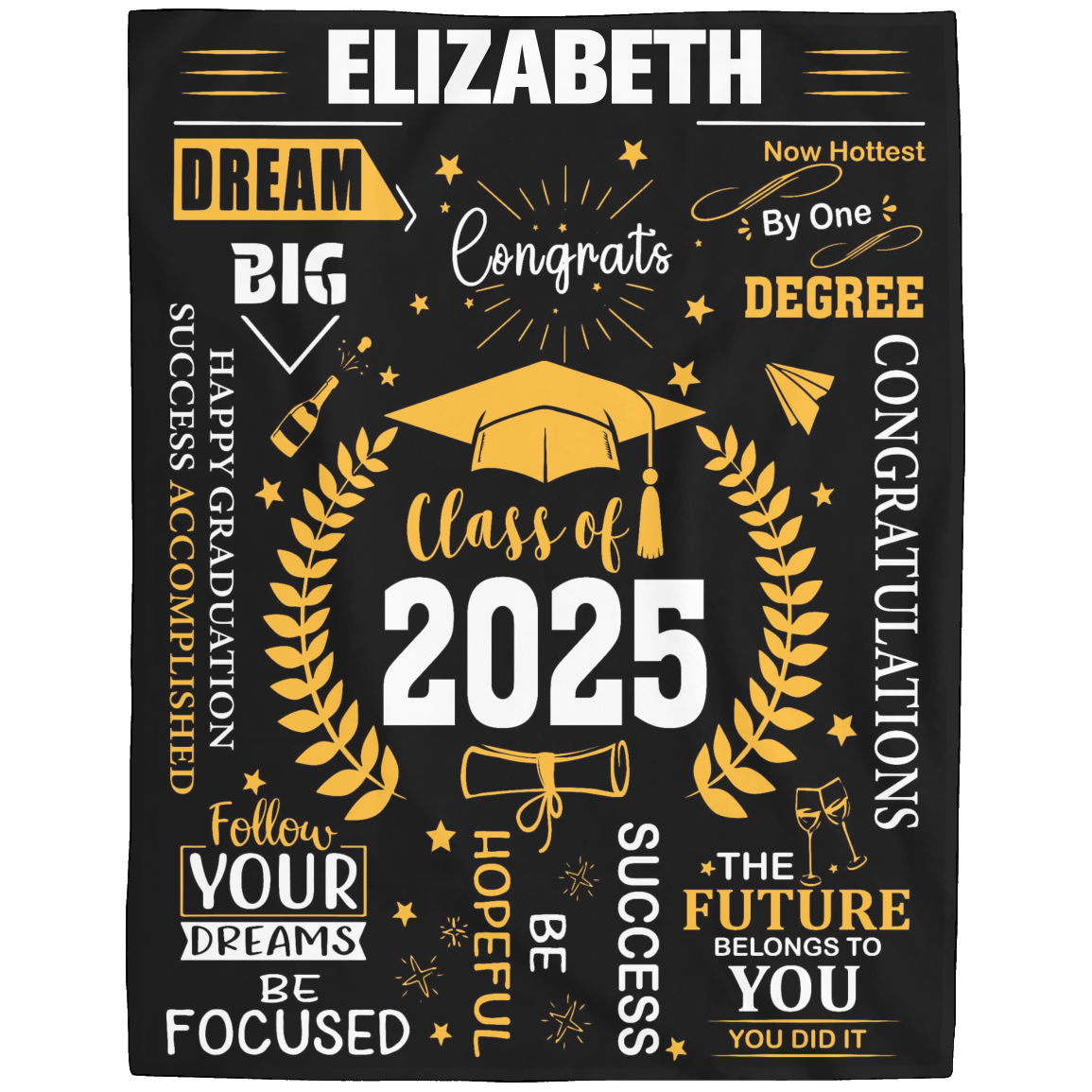 Personalised Graduation Gift | You Did It! | Cozy Plush Fleece & Sherpa Blanket