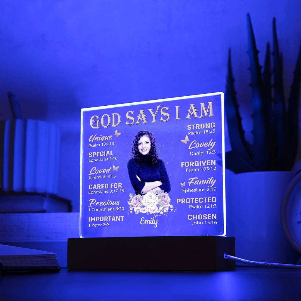 God Says I Am - Personalized Acrylic Photo Plaque