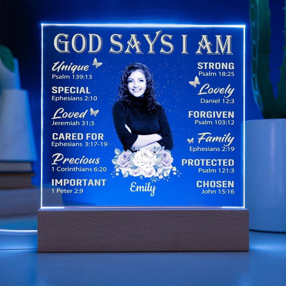 God Says I Am - Personalized Acrylic Photo Plaque