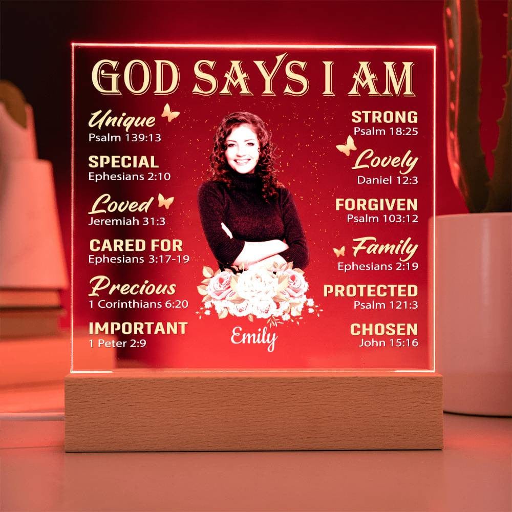 God Says I Am - Personalized Acrylic Photo Plaque