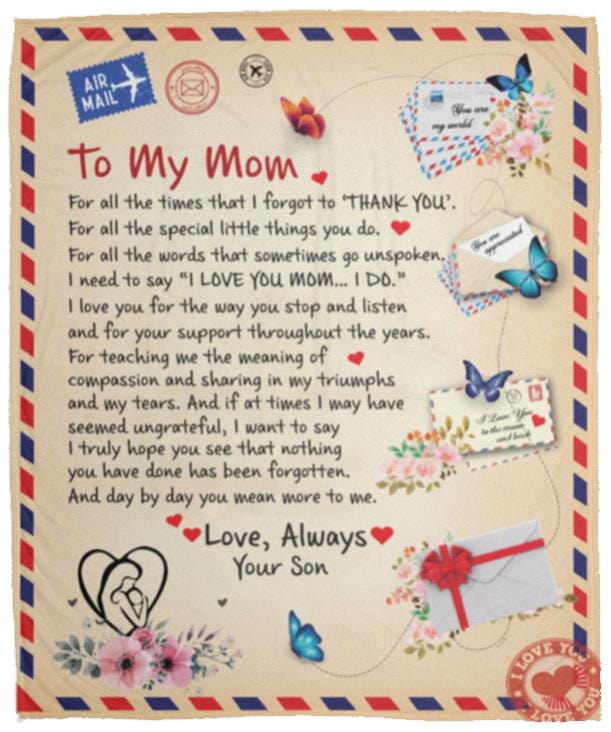 To My Mom From Son | Arctic Fleece | Cozy Plush Fleece | Mink Sherpa Blanket - JENACDirect