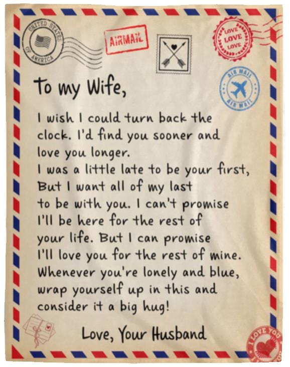 To My Wife From Husband | I Wish I Could Turn Back The Clock | Love Letter Blanket