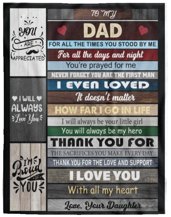 To My Dad | I Love You | Arctic Fleece | Cozy Plush Fleece | Premium Mink Sherpa Blanket - JENACDirect