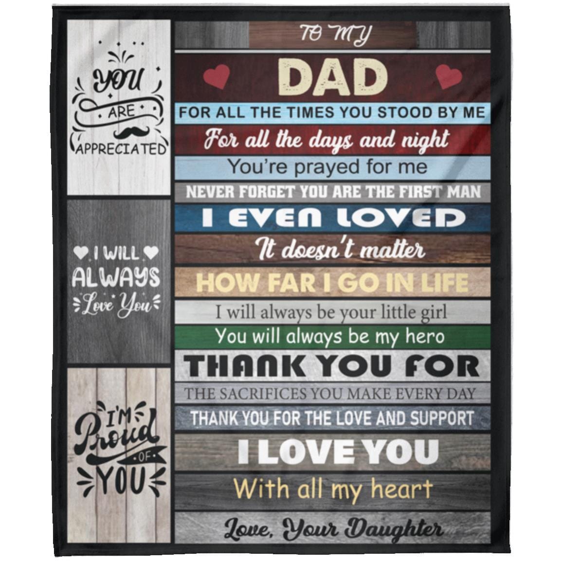 To My Dad | I Love You | Arctic Fleece | Cozy Plush Fleece | Premium Mink Sherpa Blanket - JENACDirect