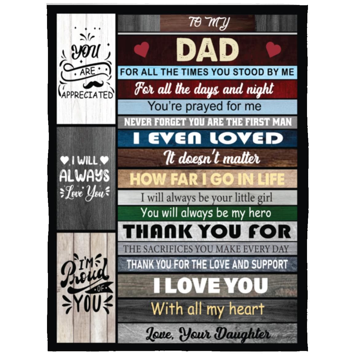 To My Dad | I Love You | Arctic Fleece | Cozy Plush Fleece | Premium Mink Sherpa Blanket - JENACDirect