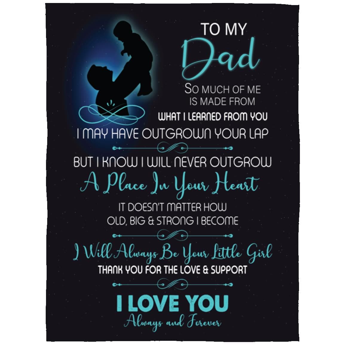 To My Dad |A Place in Your Heart | Cozy Plush Fleece |Arctic Fleece | Premium Mink Sherpa Blanket - JENACDirect