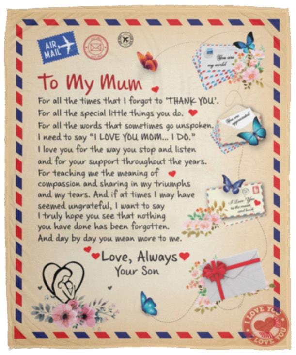 To My Mum | Thank You | From Son | Cozy Plush | Sherpa Blanket