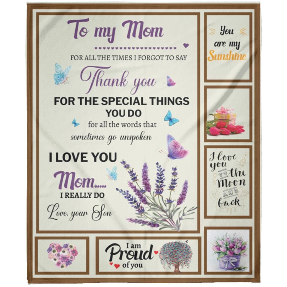 To My Mom | Thank You | Arctic Fleece | Cozy Plush Fleece | Premium Mink Sherpa Blanket - JENACDirect