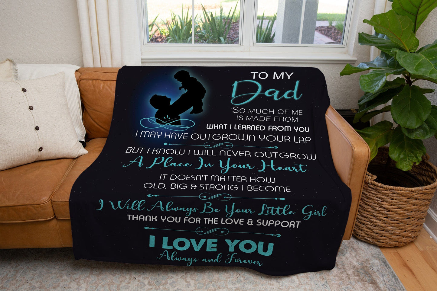 To My Dad |A Place in Your Heart | Cozy Plush Fleece |Arctic Fleece | Premium Mink Sherpa Blanket - JENACDirect