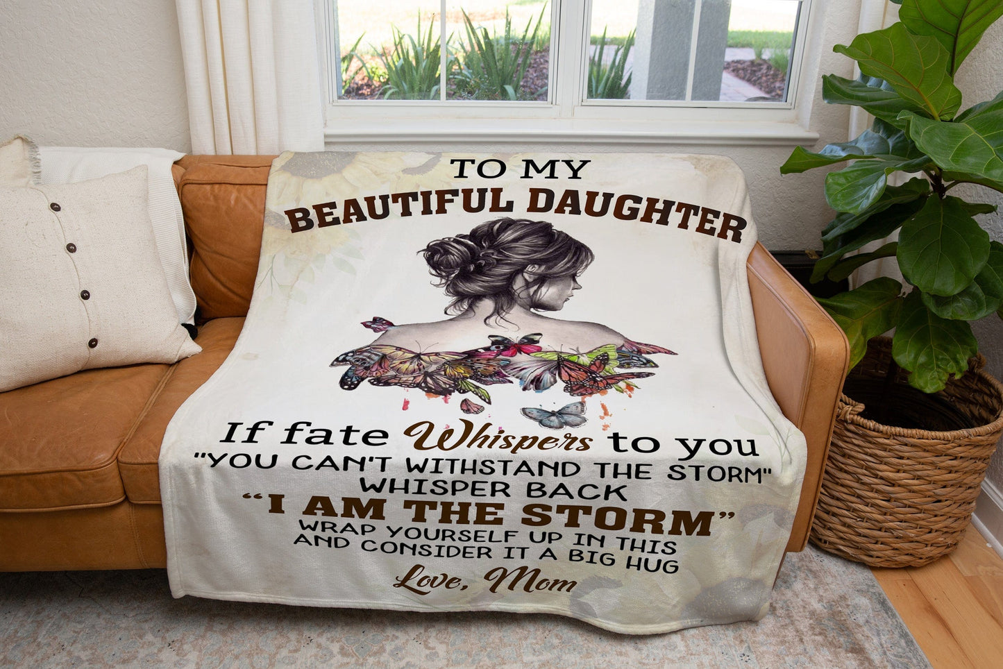 To My Beautiful Daughter | Love Mom | Cozy Plus Fleece | Sherpa Blanket