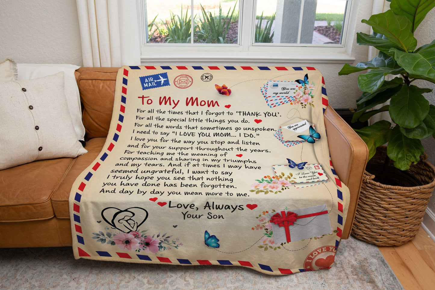 To My Mom From Son | Arctic Fleece | Cozy Plush Fleece | Mink Sherpa Blanket - JENACDirect