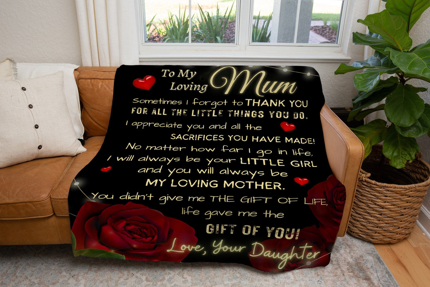 To My Loving Mum From Daughter | I Appreciate You | Cozy Fleece And Sherpa Blanket