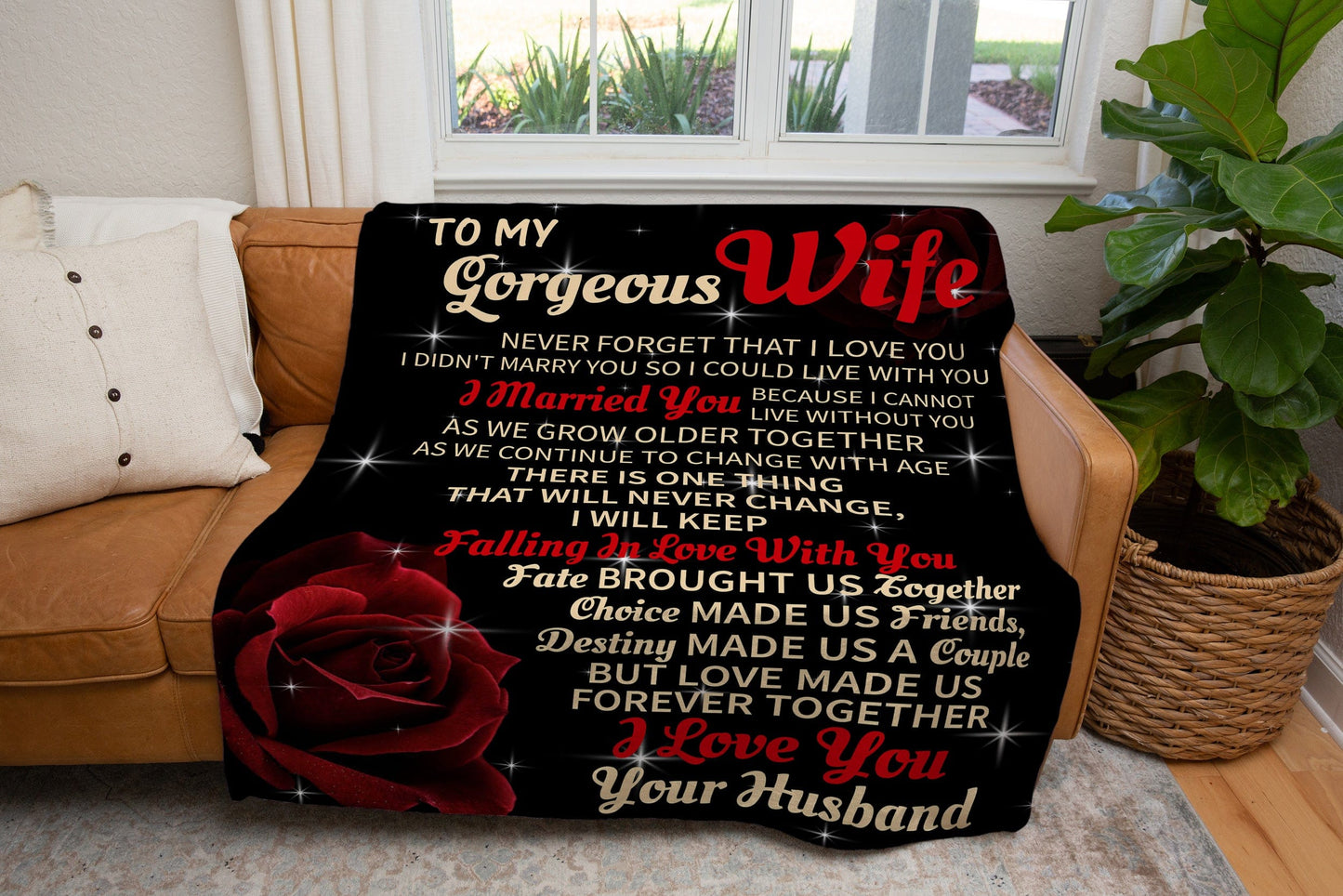 To My Gorgeous Wife I Love You | Cozy Fleece | Sherpa Blanket