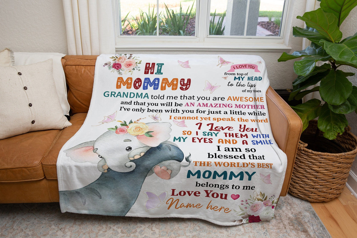 Personalized Hi Mommy | Love You | Cozy Plush Fleece | Cozy Fleece | Mink Sherpa Blanket