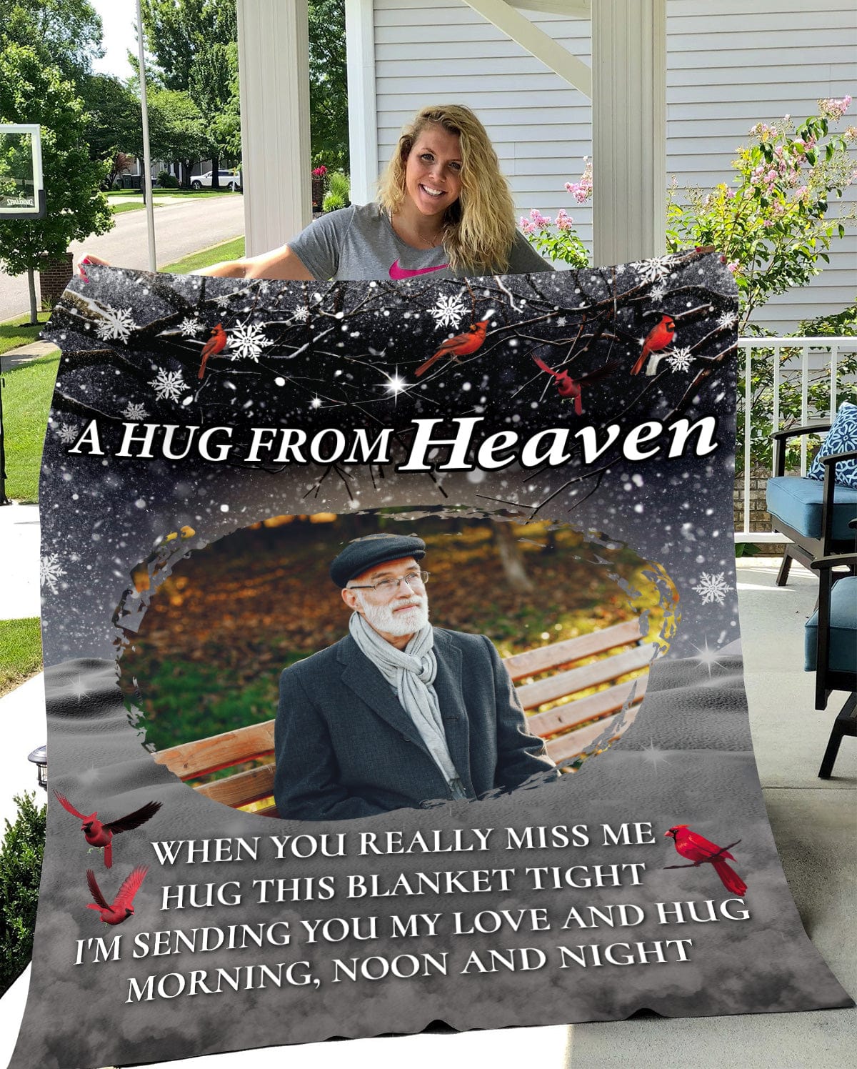 Personalized Memorial Photo Blanket - A Hug From Heaven