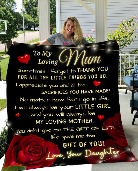 To My Loving Mum From Daughter | I Appreciate You | Cozy Fleece And Sherpa Blanket