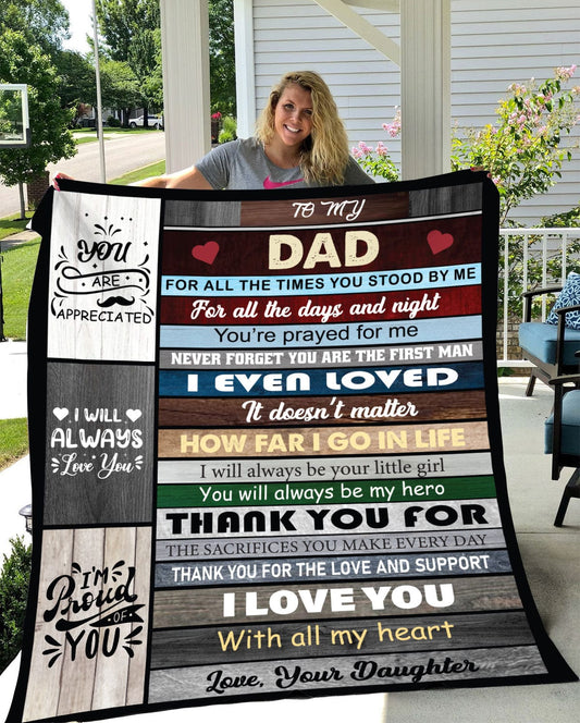 To My Dad | I Love You | Cozy Plush Fleece | Premium Mink Sherpa Blanket - JENACDirect