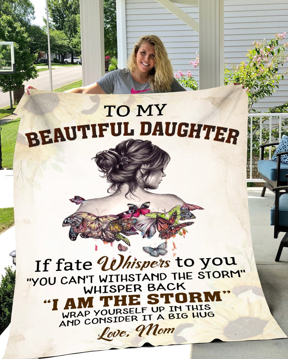 To My Beautiful Daughter | Love Mom | Cozy Plus Fleece | Sherpa Blanket