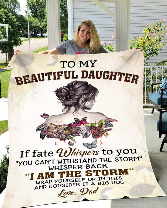 To My Beautiful Daughter | From Dad | Cozy Plush Fleece | Sherpa Blanket