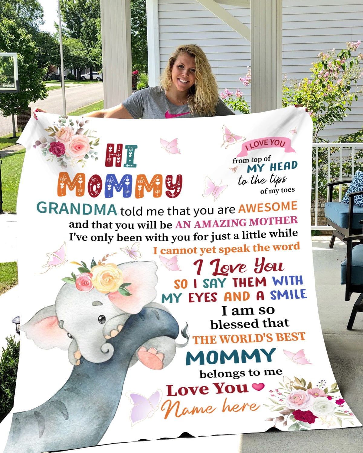 Personalized Hi Mommy | Love You | Cozy Plush Fleece | Cozy Fleece | Mink Sherpa Blanket