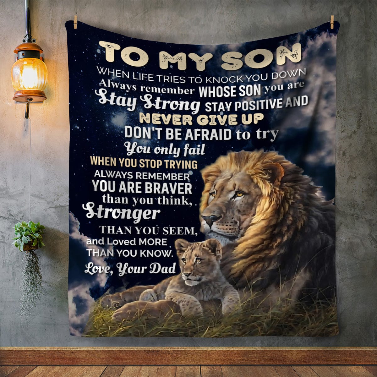 To My Son | Never Give Up | Cozy Plush Fleece and Sherpa Blanket