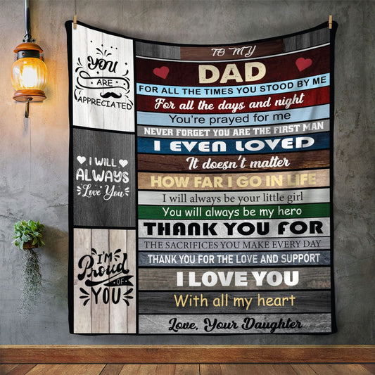 To My Dad | I Love You | Arctic Fleece | Cozy Plush Fleece | Premium Mink Sherpa Blanket - JENACDirect