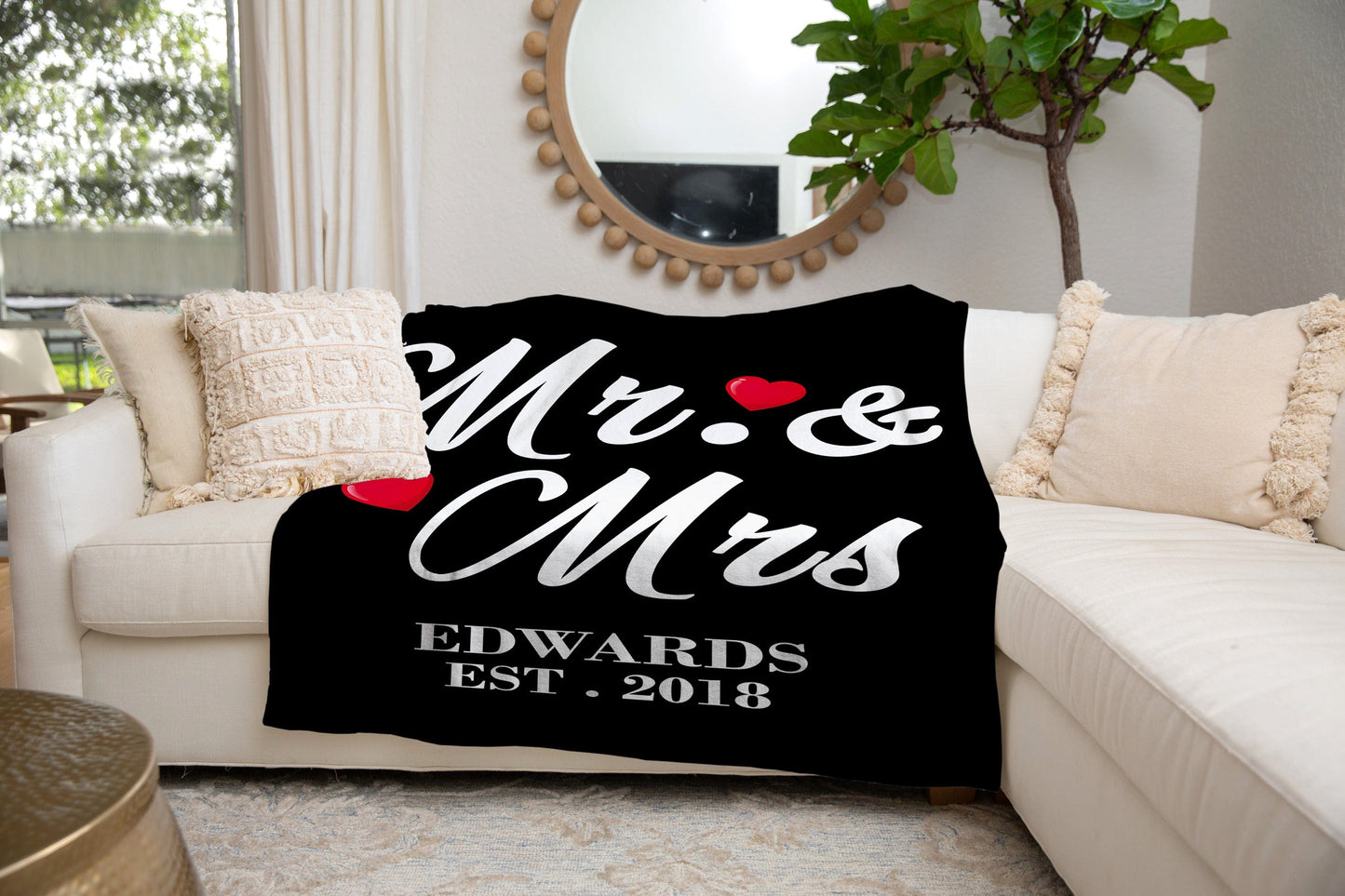 Personalized Mr & Mrs | Cozy Plush Fleece Blanket | Premium Sherpa Blanket