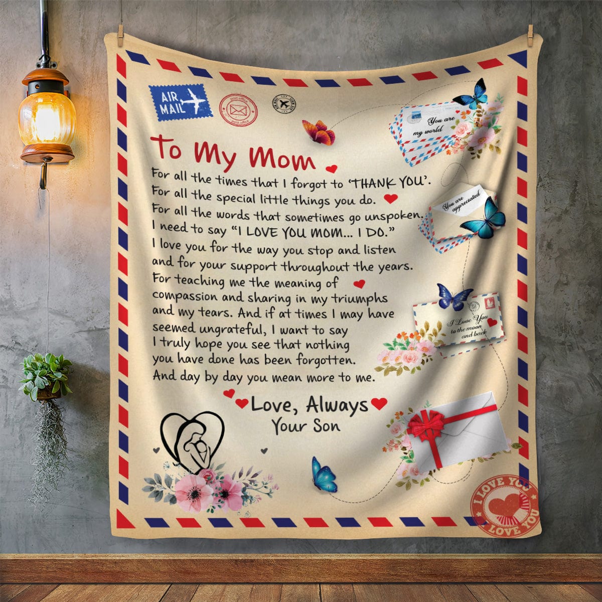 To My Mom From Son | Arctic Fleece | Cozy Plush Fleece | Mink Sherpa Blanket - JENACDirect