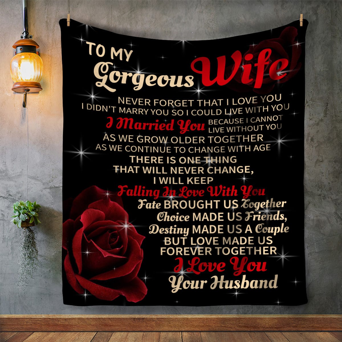 To My Gorgeous Wife I Love You | Cozy Fleece | Sherpa Blanket