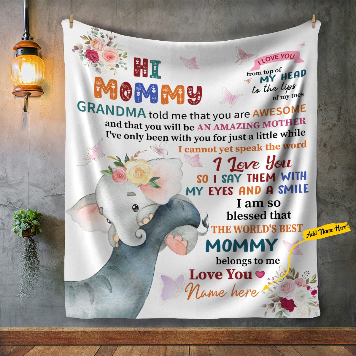 Personalized Hi Mommy | Love You | Cozy Plush Fleece | Cozy Fleece | Mink Sherpa Blanket