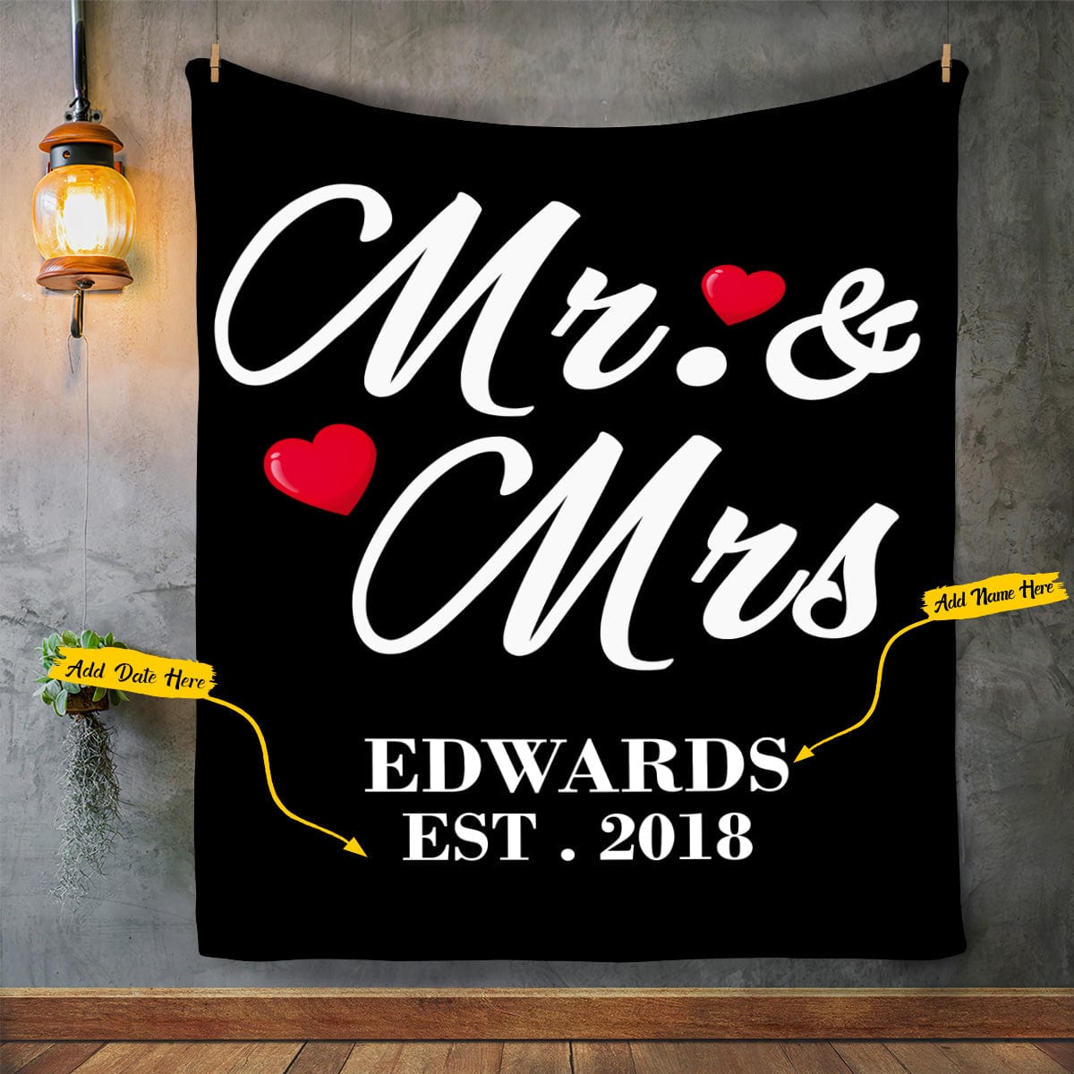 Personalized Mr & Mrs | Cozy Plush Fleece Blanket | Premium Sherpa Blanket