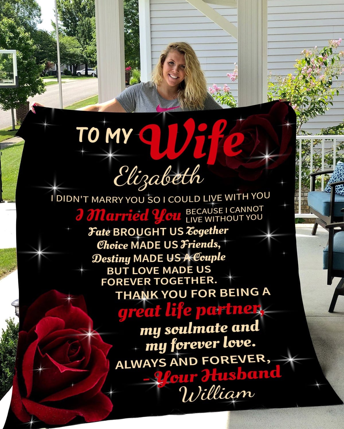 Personalised Gift From Husband | My Gorgeous Wife | Forever Love | Cozy Plush Fleece | Sherpa Blanket