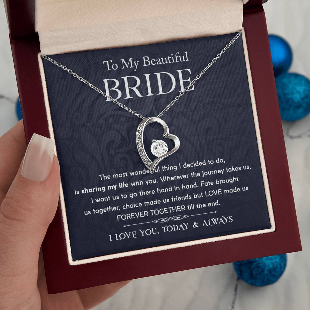 To My Beautiful Bride | I Love You | Forever Love Necklace - JENACDirect